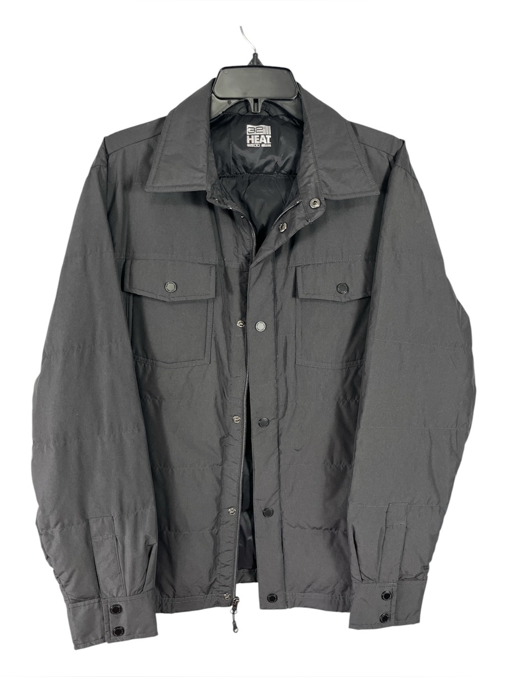 NWOT 32 Degrees Heat Men's M Down Puffer Shirt Jacket Dark Grey Field Coat